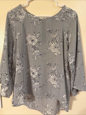 Papermoon Black and White Floral Stripe Tunic